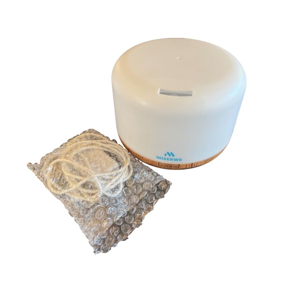 Miserwe Aroma Diffuser Ultrasonic Humidifier Wood Grain White YX-168 7 Color LED